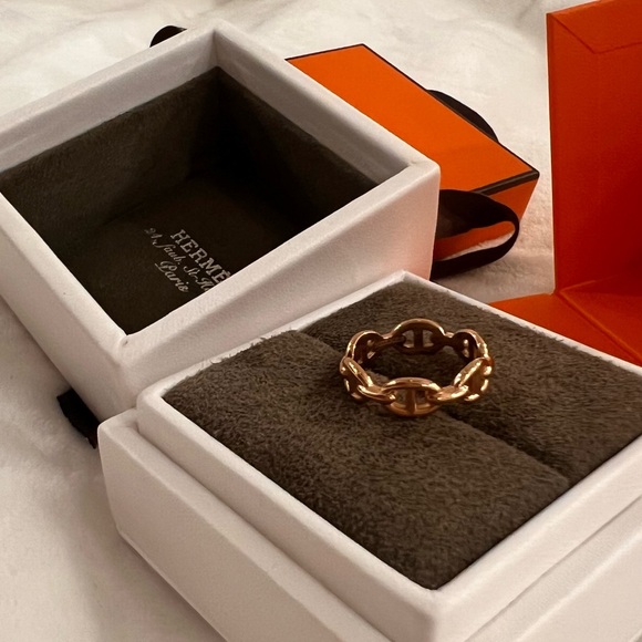 Hermes Chaine d'ancre Enchainee ring, small model size 54 rose Gold - Picture 6 of 7